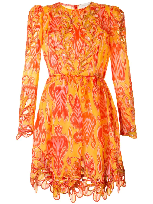 Zimmermann Silk Cut-out Mini Dress In Orange | ModeSens