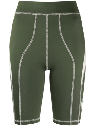 Wood Wood Panelled Cycling Shorts In Green
