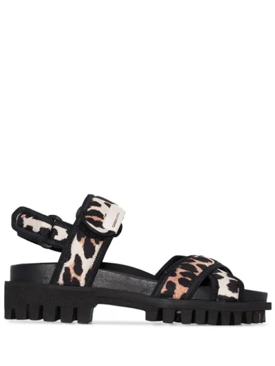 Ganni Leopard-print Ridged-sole Sandals