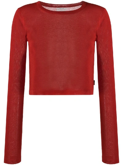 Woolrich Cropped Crew-neck Jumper In Red