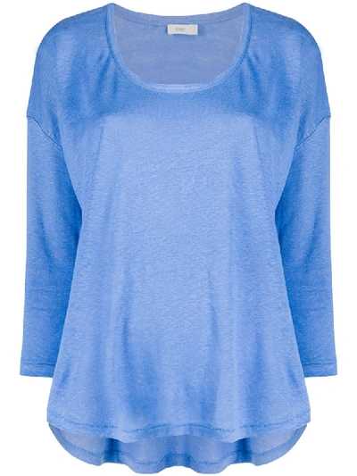 Closed 3/4 Sleeve Top In Blue