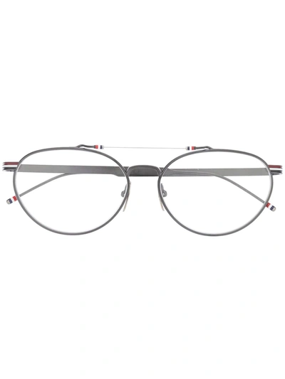 Thom Browne Oval Frame Glasses In Grey