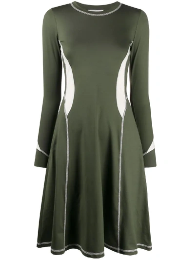 Wood Wood Long Sleeve Short Dress In Green
