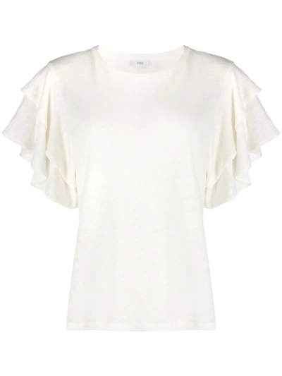 Closed Ruffled Sleeve Top In White
