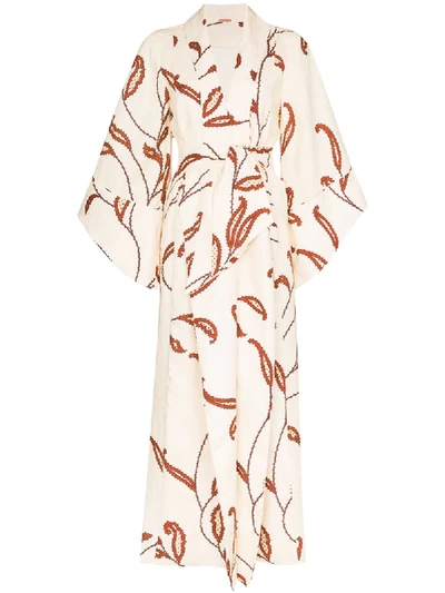 Johanna Ortiz Ecru Soul Quest Printed Linen Kimono In Neutrals