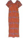 Pippa Holt Striped Crab-print Kaftan In Orange
