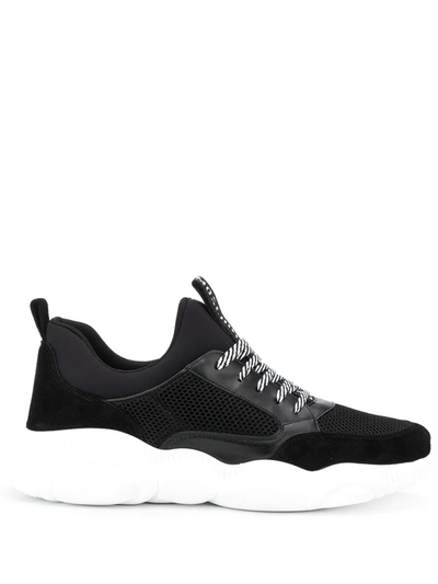 Moschino Lace-up Low-top Sneakers In Black