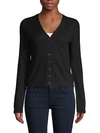 Vince Women's Button-front Wool-blend Cardigan In Black