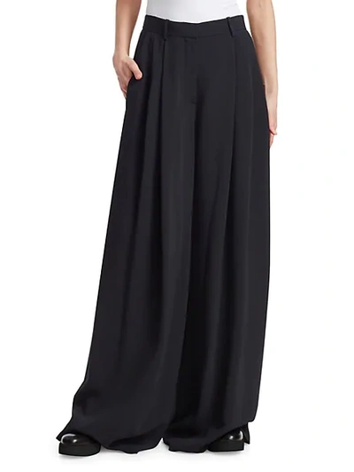 The Row Ossie Pleated Twill Wide-leg Trousers In Black