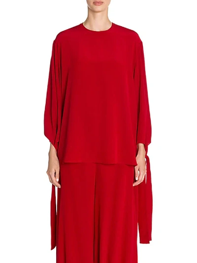 Stella Mccartney Jaden Long Balloon Sleeve Silk Top In Red