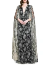 TADASHI SHOJI EMBROIDERED TULLE CAPE GOWN,0400012581291