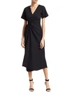 A.L.C EDIE LINEN-BLEND WRAP MIDI DRESS,0400012065584