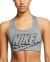 Nike Women's Futura Racerback Compression Medium Impact Sports Bra In Smoke Grey/ Black