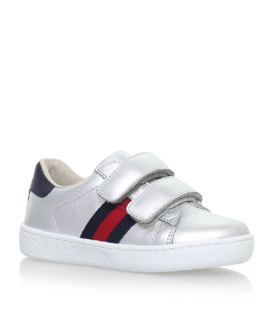 Gucci Kids' New Ace Vl Metallic-leather Trainers 1-5 Years In White