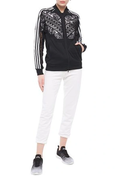 Adidas By Stella Mccartney Lace-paneled Jersey Bomber Jacket In Black |  ModeSens
