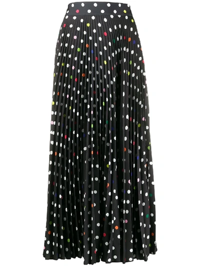 Christopher Kane Pleated Polka-dot Twill Midi Skirt In Black