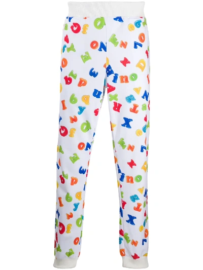 Moschino Letter Print Track Pants In White