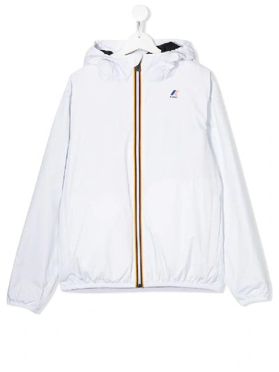 K-way Teen Logo Hooded Jacket In White