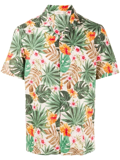 Altea Hawaiian Print Shortsleeved Shirt In Blue
