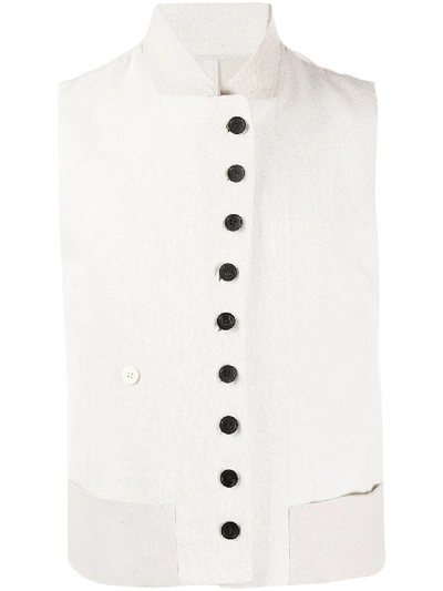 Ann Demeulemeester Slim Cotton & Linen Waistcoat In Neutrals