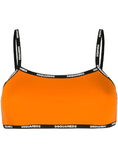 Dsquared2 Logo-tape Bikini Top In Orange