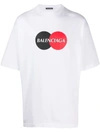 BALENCIAGA CONTRASTING CIRCLE LOGO GRAPHIC PRINT T-SHIRT WHITE,620969 TIV79