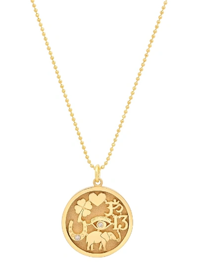 Jennifer Meyer 18k Good Luck Pendant Necklace With Diamonds In Ylwgold