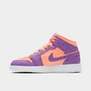 Nike Jordan Girls' Big Kids' Air 1 Mid Se Casual Shoes In Purple/orange