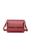 MARNI TRUNK LEATHER SHOULDER BAG IN RED,SBMPN09NO1 LV583 ZR80N