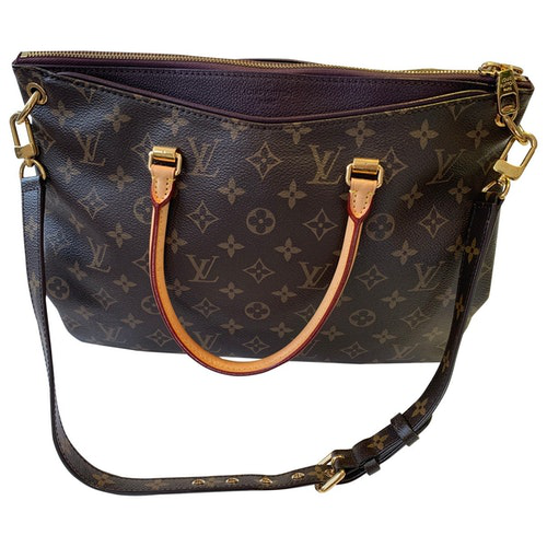 Pre-Owned Louis Vuitton Pallas Brown Cloth Handbag | ModeSens
