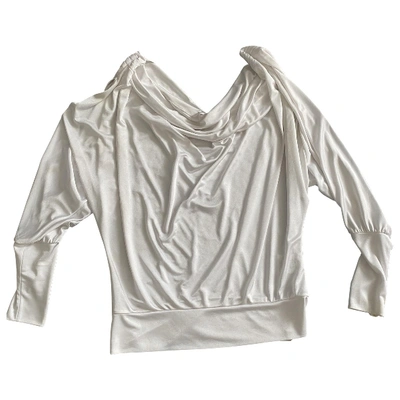 Pre-owned Bcbg Max Azria White Polyester Top
