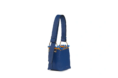 Ss20 Lana Nano Bucket Bag In Beaded Cobalt