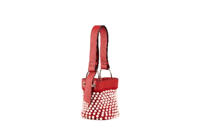 Ss20 Lana Nano Bucket Bag In Beaded Ruby/soft Pink