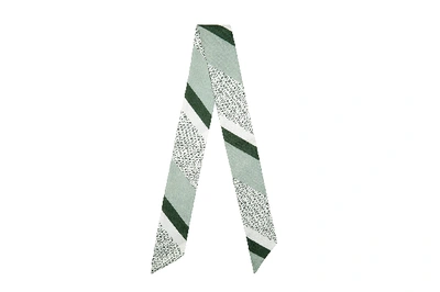 Ss20 Silk Skinny Scarf - Patchwork Stripe Green