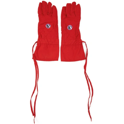 Raf Simons Apollo-print Poplin Gloves In Red