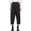 FUMITO GANRYU BLACK NYLON TAPERED LOUNGE PANTS