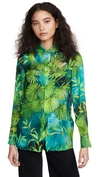 Versace Jungle-print Silk Button Down Shirt In Green