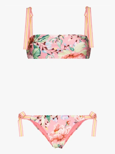 Zimmermann Bellitude Floral-print Bikini Set In Pink