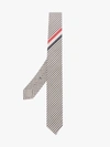 THOM BROWNE GREY AND WHITE SEERSUCKER STRIPED TIE,MNL001A0614714121822