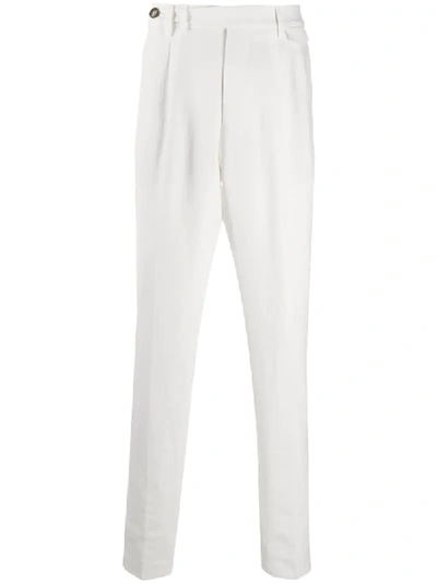 Brunello Cucinelli Slim Linen Trousers In White