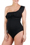 CACHE COEUR CACHE COEUR BLOOM ONE-SHOULDER ONE-PIECE MATERNITY SWIMSUIT,BM178