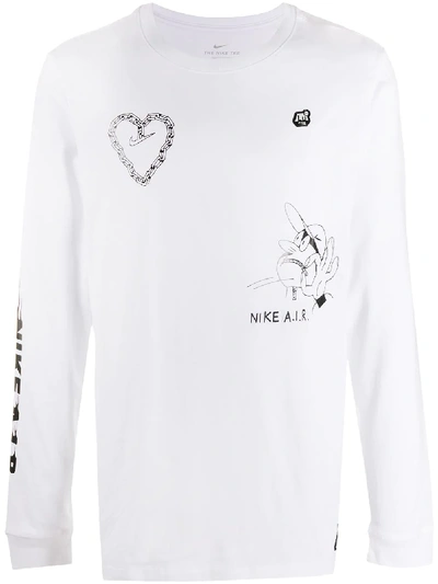Nike Graphic-print Long-sleeve T-shirt In White