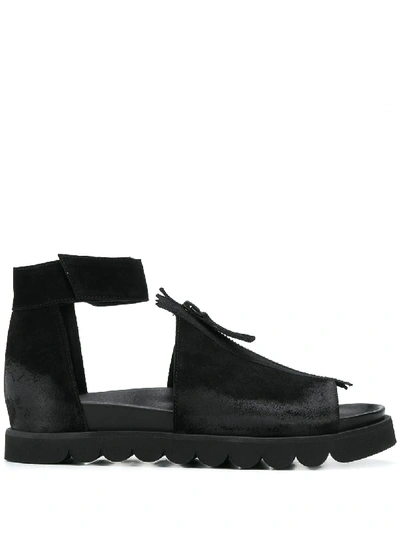 Rundholz Ankle Strap Zip Sandals In Black