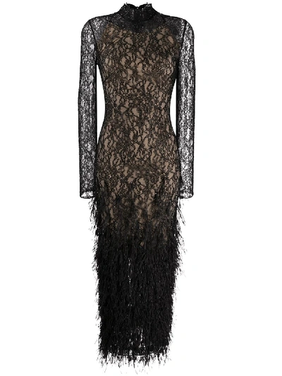 Ralph & Russo Lace Feather-embroidered Grown In Black