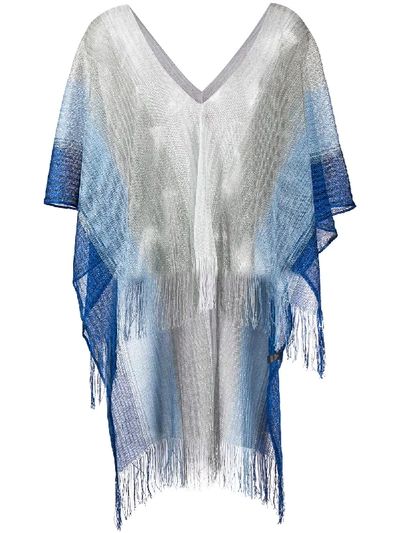 M Missoni Poncho In Colour-block-optik In Blue