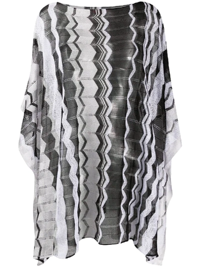 M Missoni Zig-zag Draped Poncho Top In Black