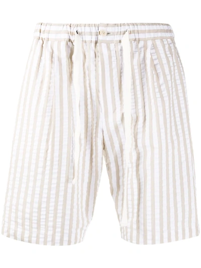 Pt01 Striped Deck Shorts In White
