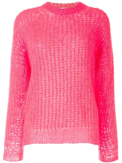 Iro Loose-knit Puff-sleeve Jumper In Pink