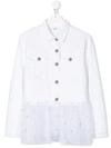 Dondup Teen Jeansjacke Mit Tüllsaum In White