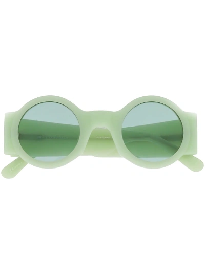 Linda Farrow X Dries Van Noten Round-frame Sunglasses In Green